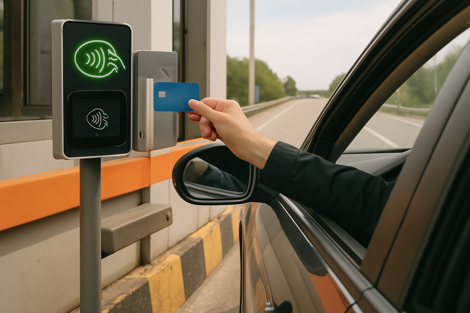 Driver using a contactless payment system for road tolls