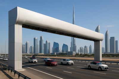 Dubai highway with modern toll gate