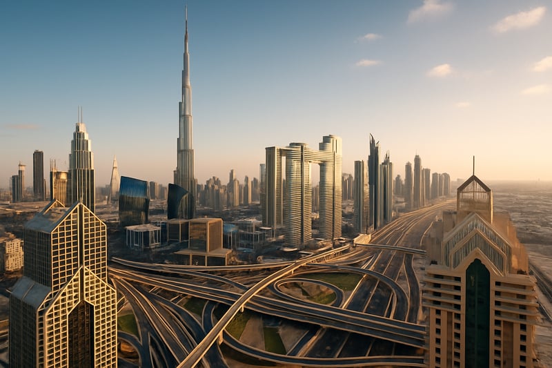 Dubai skyline with modern highways
