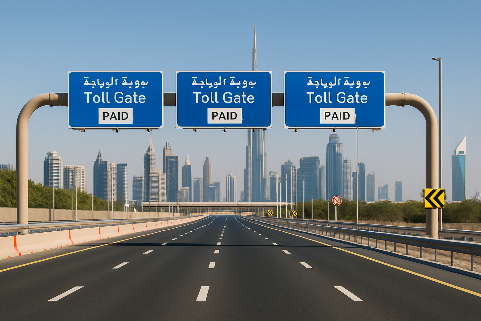 Safe and well-maintained paid road in Dubai